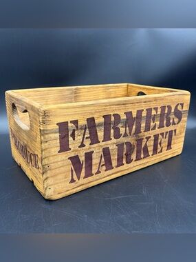Wooden Decor Crate Arts & Crafts Storage Farmers Market Produce Country Rustic